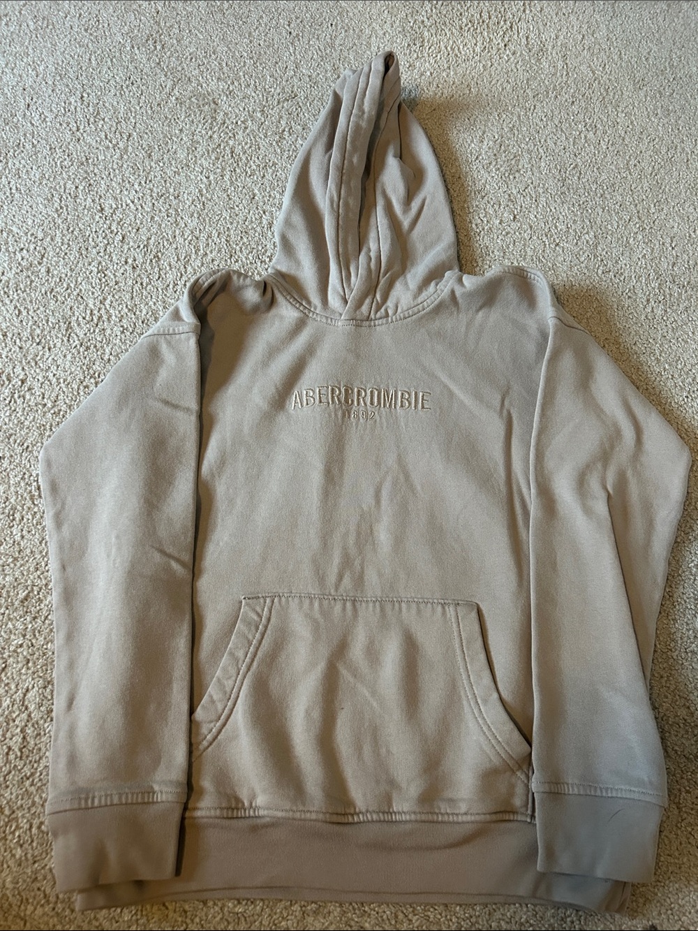 Abercrombie & Fitch Men's Crewneck Hoodie in Light Beige